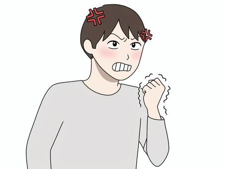 嫌なことを思い出す男性 イライラ,ムカムカ,拳,ぐぬぬ,歯ぎしり,ギリギリ,ムカつく,悔しい,イラつく,苛立つのイラスト素材