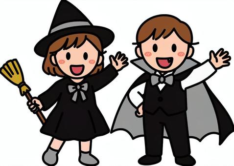 ハロウィンコスプレのグレーの子供です。