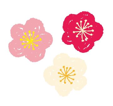 梅の花 梅の花,二月,挿絵,手描き,ピンク,オフホワイト,紅色,可愛いのイラスト素材