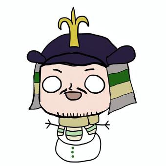 ゆるい小早川隆景　ゆきだるまさん 小早川隆景,戦国時代,時代,戦国武将,武将,おじさん,男,日本史,歴史上人物,歴史のイラスト素材