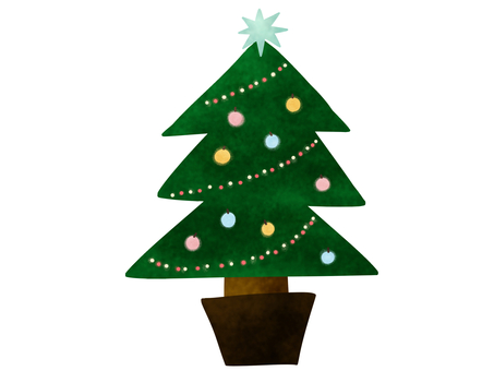 クリスマスツリー クリスマスツリー,手描き風,飾り,デコレーション,植木のイラスト素材