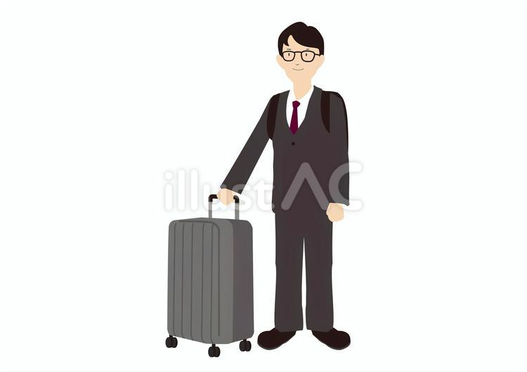 出張する男性会社員1 会社員,スーツケース,旅行のイラスト素材