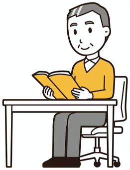 ニット中年男性(黄)-500-全身