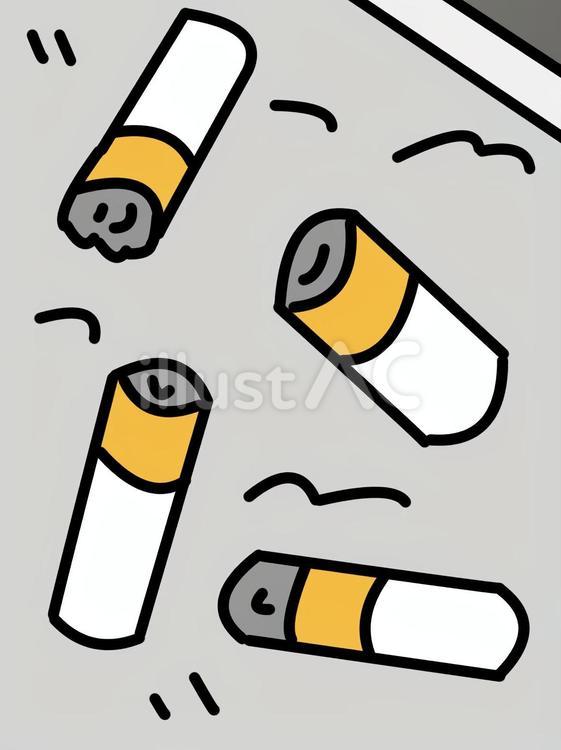 タバコのポイ捨てたくさん タバコ,ポイ捨て,捨てるのイラスト素材
