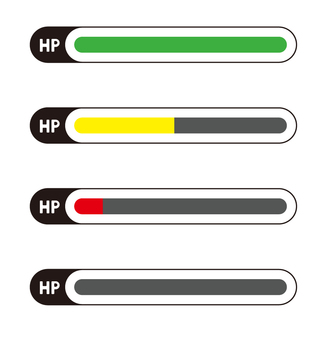 ゲームのHPゲージデザイン3 hp,ゲージ,ゲーム,アイコン,デザイン,ui,体力,パワー,バー,満タンのイラスト素材
