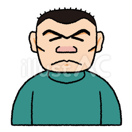 いがぐり頭の四角い顔の男