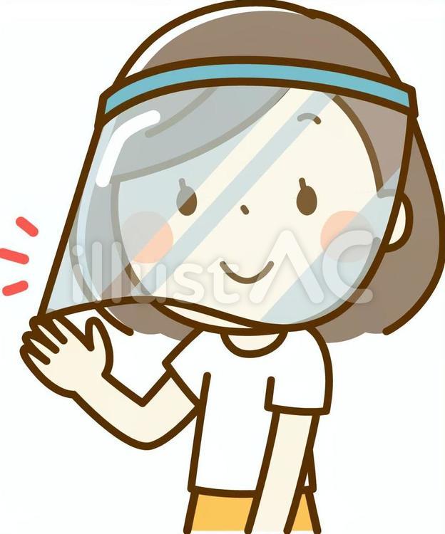 フェイスシールドを着用した女性 フェイスシールド,人物,女性のイラスト素材
