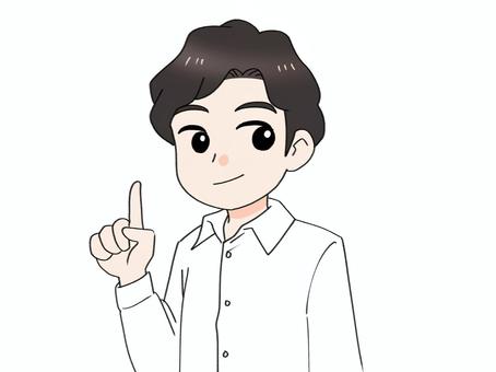 人差し指を立てるワイシャツの男性 男性,人,人物,シャツ,ワイシャツ,yシャツ,微笑み,ビジネス,人差し指,ポイントのイラスト素材