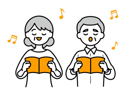 歌う高齢者のイラスト07 歌う高齢者のイラスト07 人物,男性,女性,高齢者,おばあちゃん,おじいちゃん,祖父,祖母,中年,趣味のイラスト素材