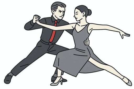 ドラマティックタンゴ タンゴ,社交ダンス,競技ダンス,ペアダンス,情熱,ダンスパートナーのイラスト素材