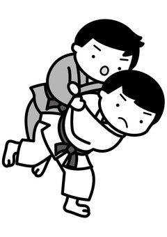 柔道-2c 柔道,武道,スポーツ,競技,試合,背負い投げ,柔道着,道着,帯,黒帯のイラスト素材