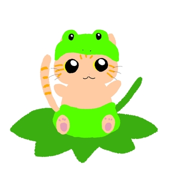 猫がカエル 猫がカエル 猫,カエル,着ぐるみ,可愛い,ゆるい,イラストのイラスト素材