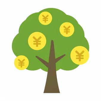 お金のなる木 お金,木,資産運用,投資,貯金,利益,配当,収入,ボーナス,不労所得のイラスト素材