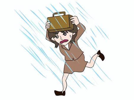 予想外の展開 雨,降る,女,女性,走る,フル,降雨,ひと雨,降られる,傘がないのイラスト素材