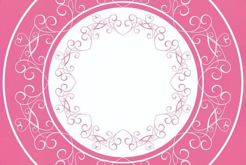 ポストカード輪・ピンク 手紙,ポストカード,メッセージカード,カード,円形,丸,輪,ハート,ハート柄,レースのイラスト素材
