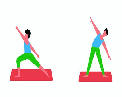 ヨガ 0137 ヨガ,ポーズ,女性,男性,ストレッチ,フィットネス,マット,スポーツ,エクササイズ,バランスのイラスト素材