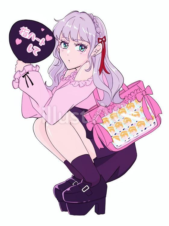 推し活女子 推し活,女の子,痛バのイラスト素材