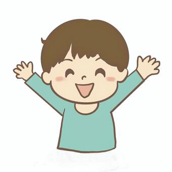 両手を広げて喜ぶ元気な男の子のイラスト 男の子,子供,キッズ,全身,笑顔,元気,喜ぶ,大喜び,バンザイ,ポジティブのイラスト素材