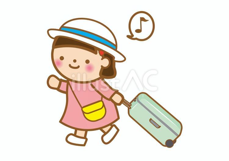 旅行に行く女の子 旅行,旅,夏休みのイラスト素材