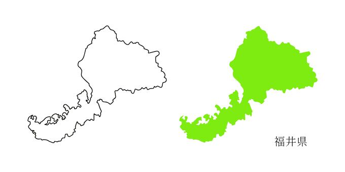 福井県地図 福井県地図,福井県,map,白地図,シルエット,グリーン,マップ,旅行,観光地,学習のイラスト素材