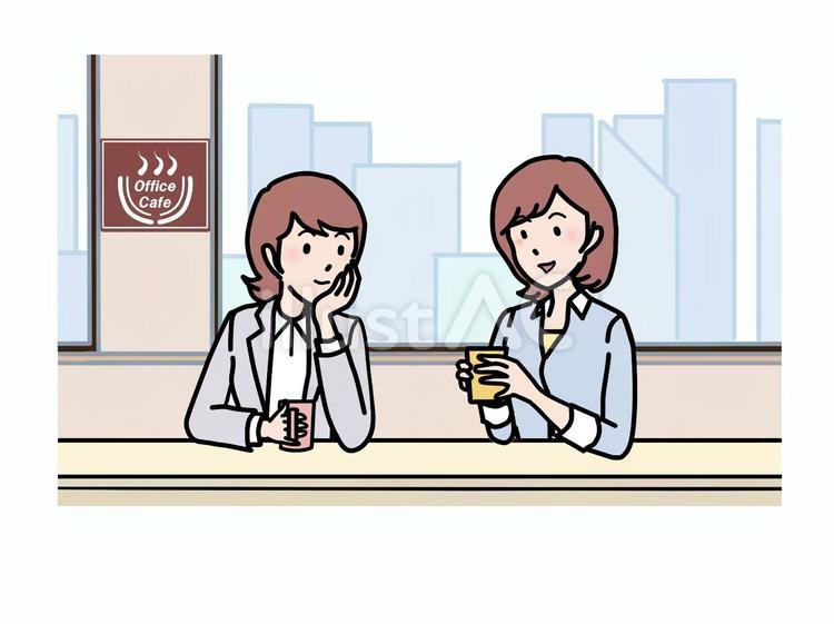 女性2名　オフィス　コーヒーブレイク 女性,20代,会社のイラスト素材