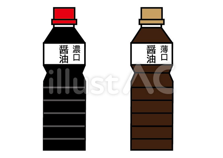 濃口醬油と薄口醬油 濃口醬油,薄口醬油,醬油のイラスト素材