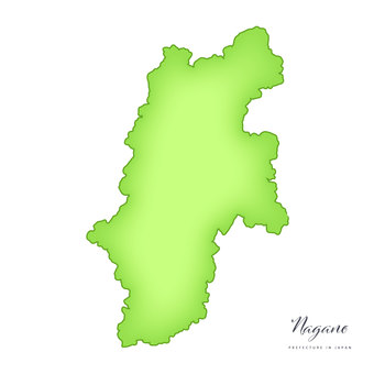 ソフトな立体感のある、長野県の地図 長野県,松本市,長野市,伊那市,飯田市,上田市,佐久市,安曇野市,北アルプス,諏訪のイラスト素材