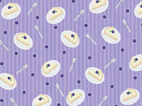 チーズケーキ（紫）背景 チーズケーキ,ケーキ,洋菓子,デザート,スイーツ,ブルーベリー,果実,木の実,フォーク,リボンのイラスト素材
