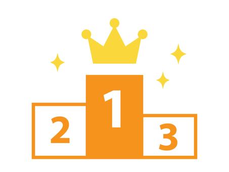 ランキング表彰台とゴールド王冠　オレンジ ランキング,表彰台,王冠,クラウン,受賞,表彰,1位,2位,3位,順位のイラスト素材