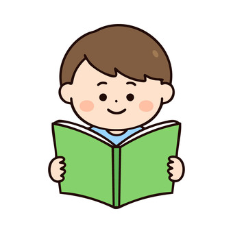 本を読む男の子 本,読書,子供,男の子,読む,図書館,小学校,中学校,勉強,学習のイラスト素材