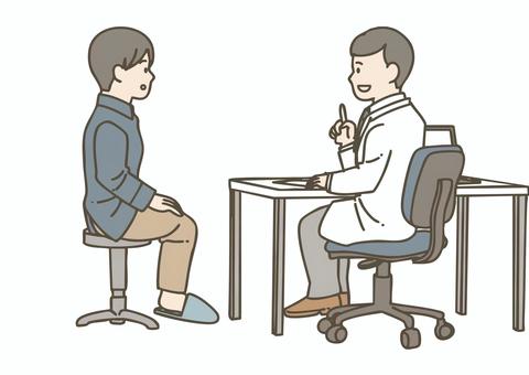 医師に説明を受ける男性患者 医師に説明を受ける男性患者 医師,患者,診察,問診,説明,相談,医療,病院,健康,男性のイラスト素材