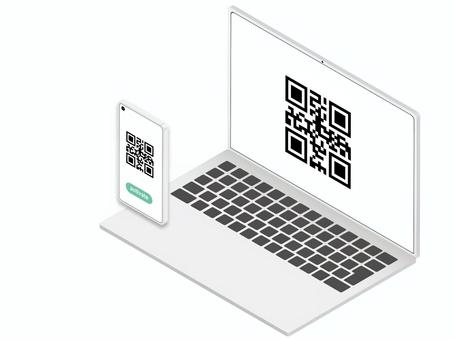 eSIMアクティベートイメージ esim,アクティベーション,スマホ,パソコン,qrコード,二次元コード,読み取りのイラスト素材