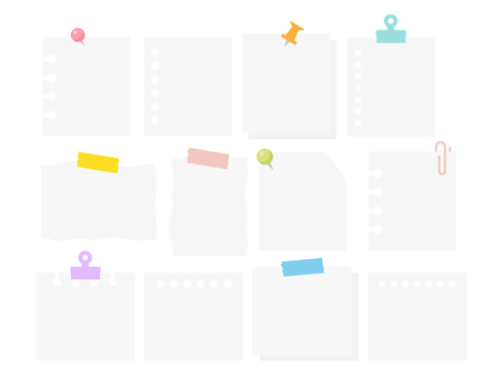 memo set 2, JPG and AI memo set 2, मेमो, पुश पिन, क्लिप, JPG and AI