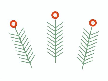 北欧風モミの木と赤い実のモチーフ モミの木,植物,クリスマス,北欧,赤い実,冬,ナチュラル,針葉樹,木,シンプルのイラスト素材