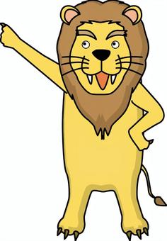 ライオンキャラ ライオン,指さす,説明,解説,動物,顔,王者,オス,強い,デフォルメのイラスト素材