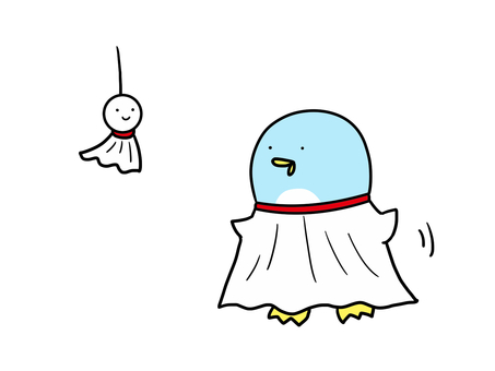 てるてる坊主になるペンギン てるてる坊主,梅雨,ペンギン,動物,かわいい,手書きのイラスト素材