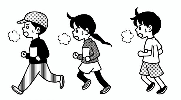 一生懸命走る人たち 一生懸命走る人たち シティーマラソン,市民マラソン,マラソンランナー,走る,ゼッケン,帽子,短パン,スパッツ,tシャツ,マラソンシューズのイラスト素材