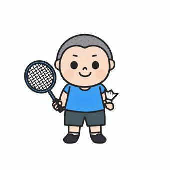 バドミントンのラケットを持つ男の子5 バドミントン,ラケット,羽根,シャトル,バドミントン部,部活動,部員,運動部,球技,部員募集のイラスト素材