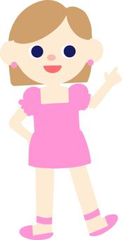 Illustration of a girl wearing a pink dress, girl, pink, fashionable, JPG, PNG and AI