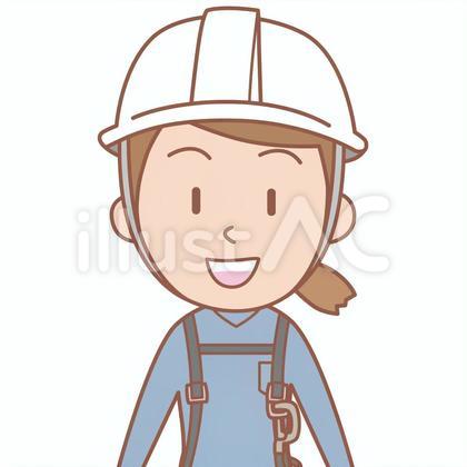 笑顔の若い女性高所作業員の上半身