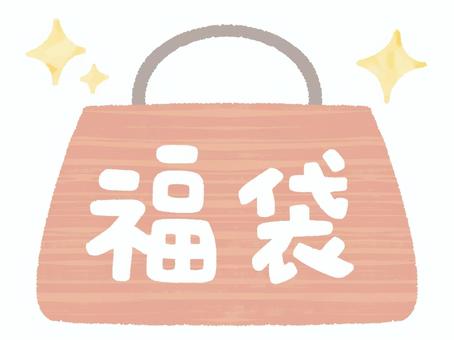 福袋 福袋 福袋,バッグ,赤色,紅白,文字,キラキラ,年始,初売り,お正月,セールのイラスト素材