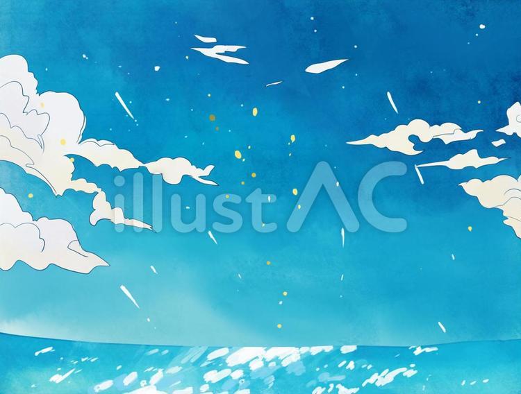 海と空 空,晴れ,雲のイラスト素材