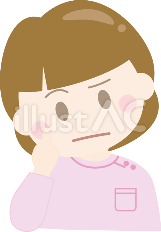ナース　顔　人物 ナース,介護,悩むのイラスト素材