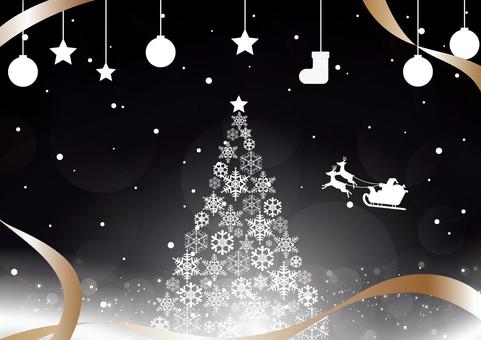 クリスマスと雪の結晶のツリーの背景素材