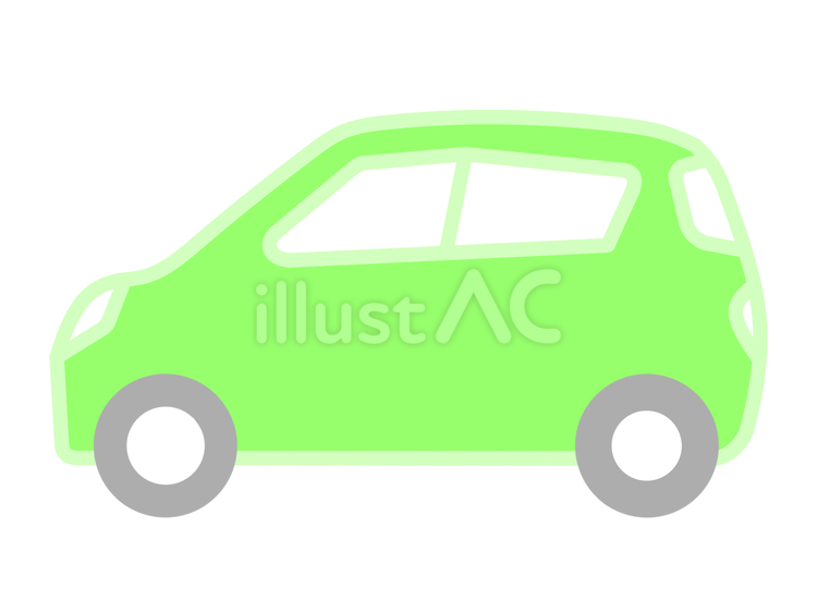 黄緑色の自動車（軽自動車）のイラスト 軽自動車,小型自動車,軽のイラスト素材