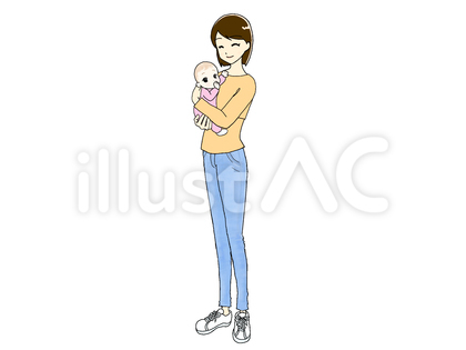 赤ちゃんを抱くママ_全身④
