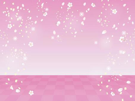 Illustration, cherry blossoms, red and white, background, 