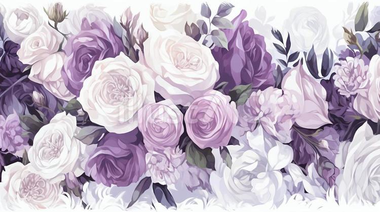 紫と白のバラ バラ,紫,白のイラスト素材