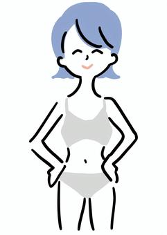 スリムな女性　正面　笑顔 スリム,笑顔,女性,細い,ダイエット,シンプル,ラフタッチ,手書き風,感情,表情のイラスト素材