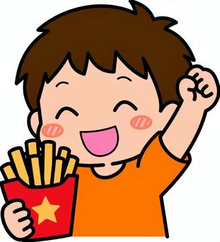 橙のフライドポテトの男子です。 フライドポテト,シンプル,食べる,食事,ファストフード,テイクアウト,ポテト,幸せ,食べ物,昼食のイラスト素材